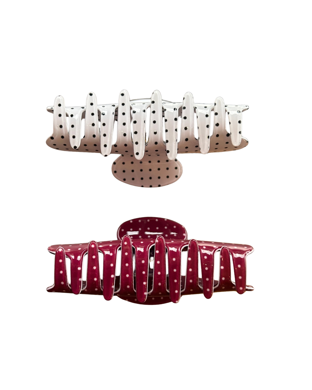 2er Polka Dot Haarspange - rot & weiß