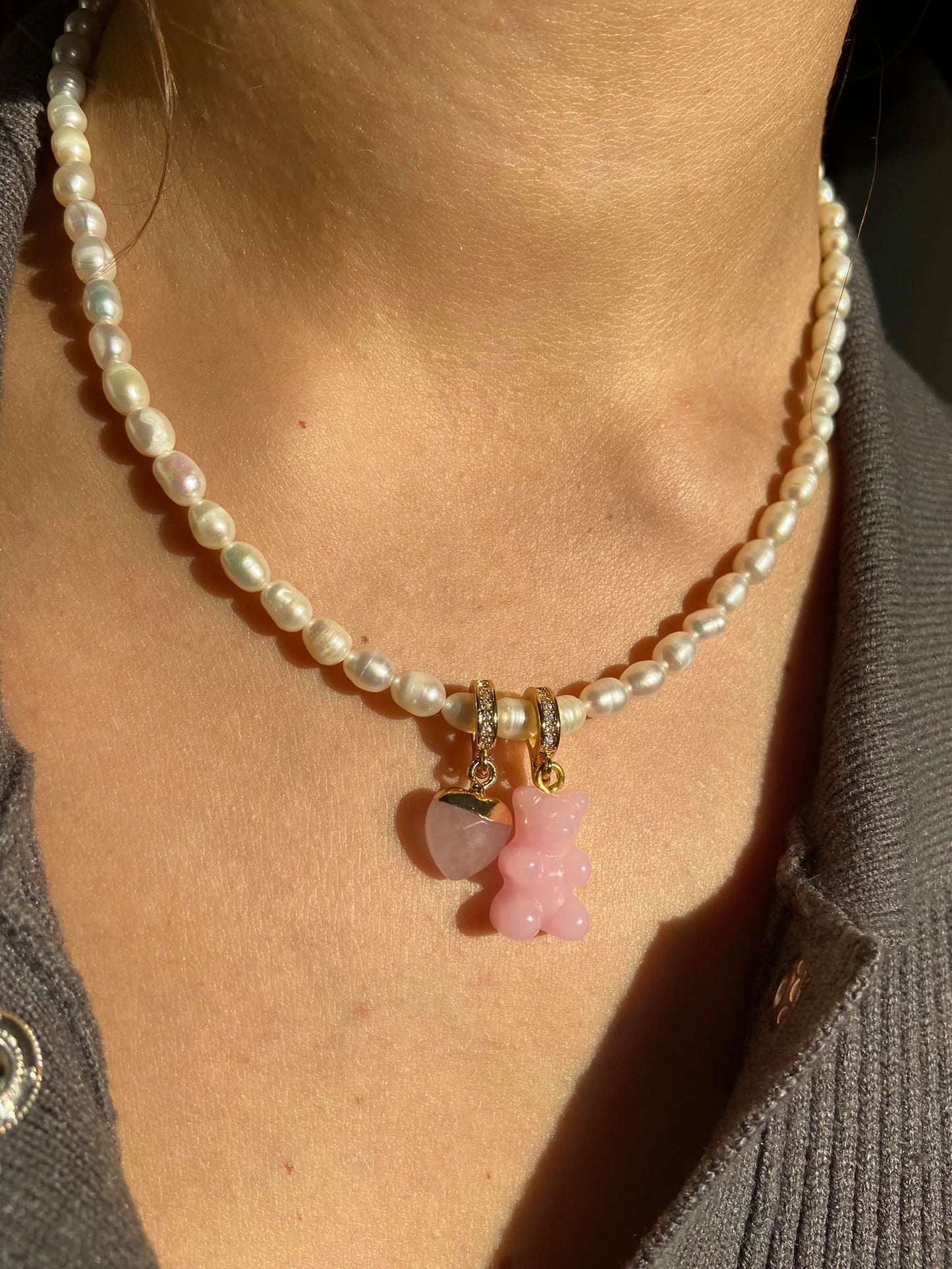 Herz Charm Rosenquarz