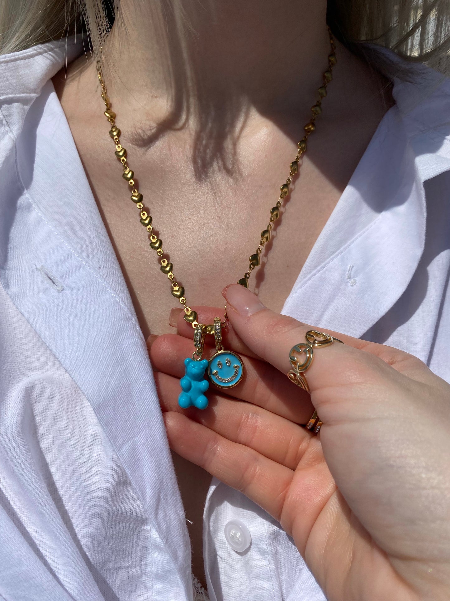Smiley Charm Hellblau