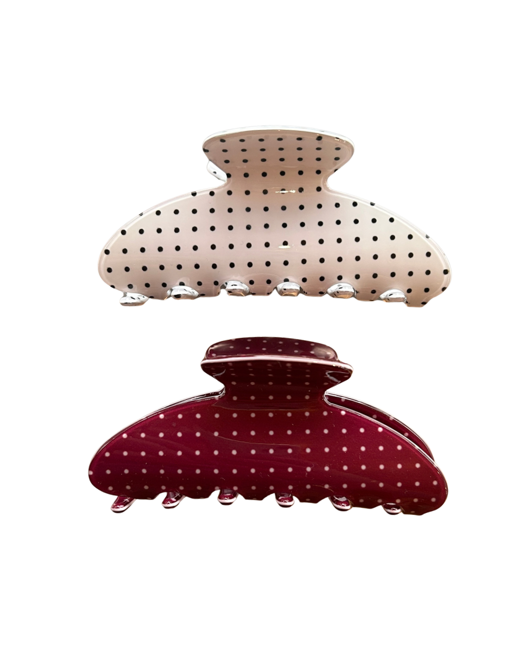 2er Polka Dot Haarspange - rot & weiß