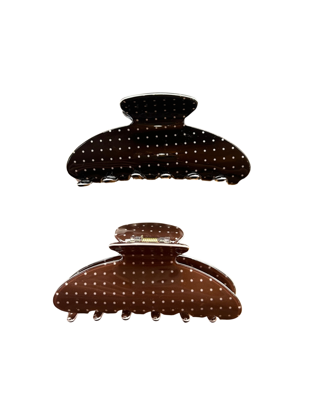 2er Polka Dot Haarspangen - braun & schwarz