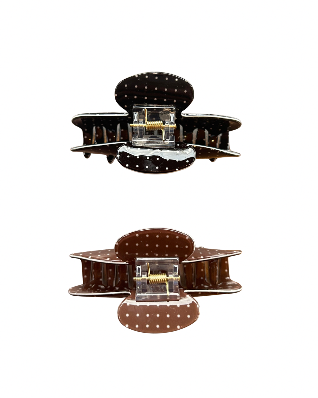 2er Polka Dot Haarspangen - braun & schwarz